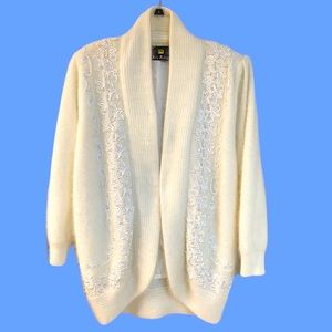 Vintage 80s pearl beaded Angora Cardigan